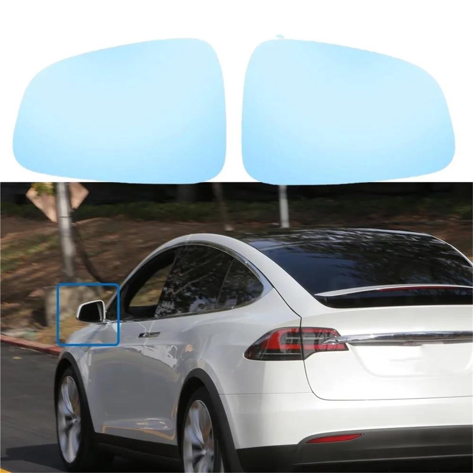 Spiegelglas Ersatz Für Tesla Für Modell Für S Für X Für Y Antibeschlag-Blauglas Mit Trägerplatte Beheizte Linke Rechte Seitenspiegelglaslinse Weitwinkel Außenspiegel Glas(Style 2) von GFDJDF