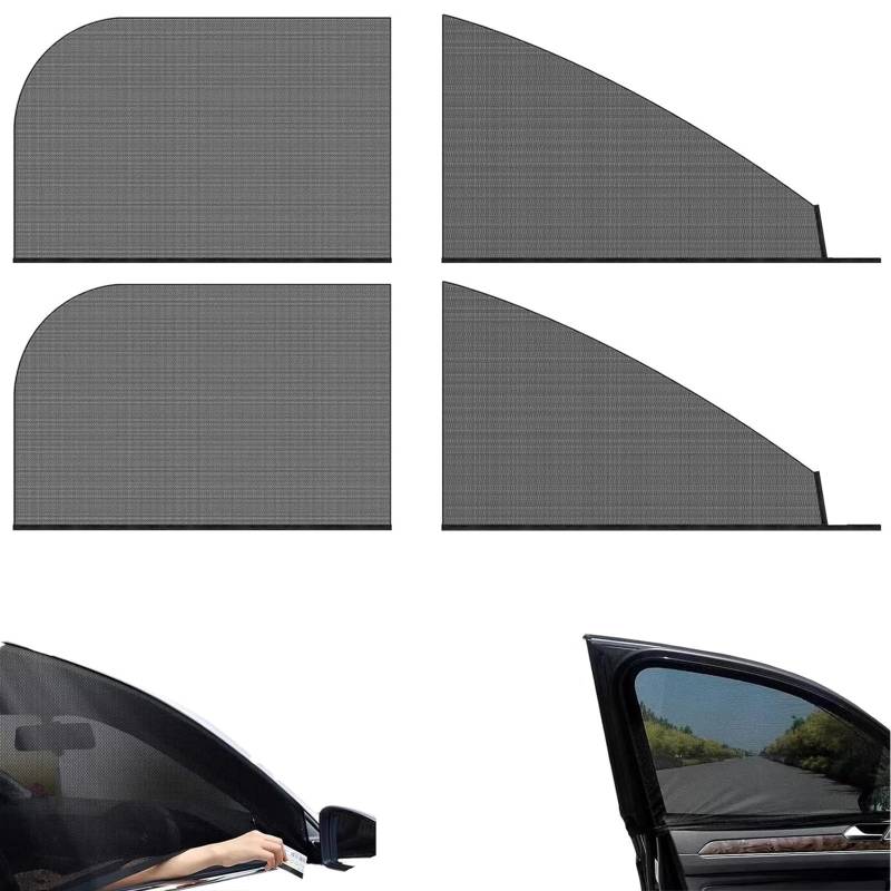 4 Stück Sonnenschutz Auto Kinder, Universal Sonnenblende Auto Netz mit UV Schutz/Blendschutz, Universal Autosonnenschutz Elastisches Netz, Hochwertiges Atmungsaktive, für Die Meisten Fahrzeuge von GFTCGK