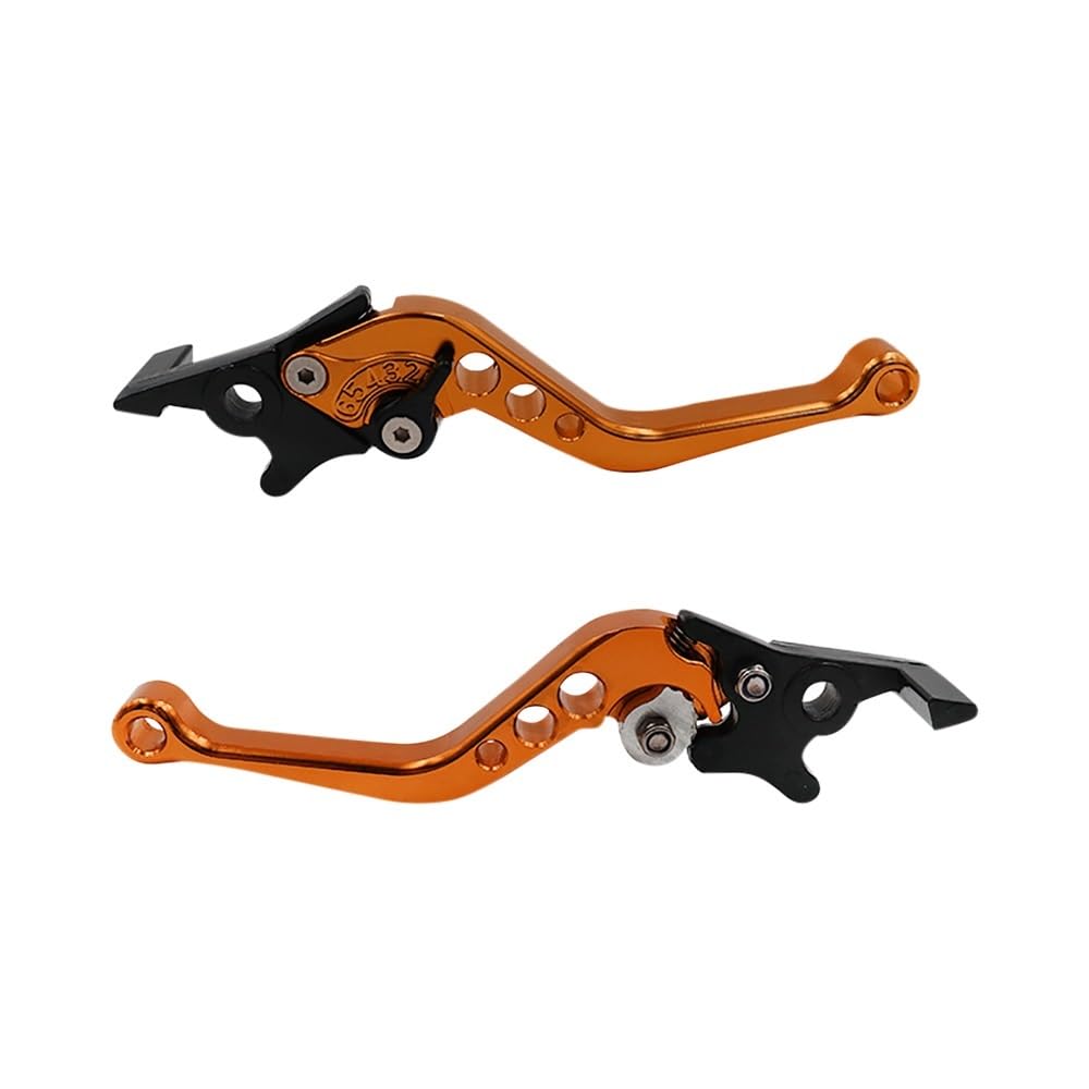 Motorradkupplungsgriff Universal 2 Stück CNC-Legierung Motorradbremsgriff Einstellbare Größe Motorrad Modifikation Kupplung Trommelbremshebel Griff(Orange) von GHALSIEAV