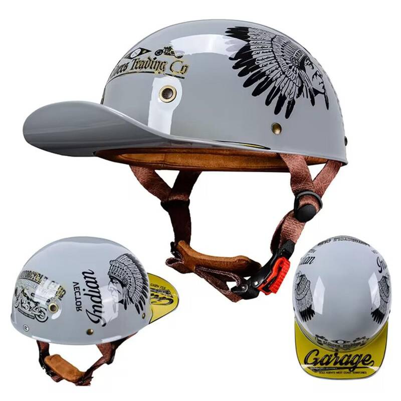 ECE-zugelassener Halbschalenhelm, Retro-Helm Im Modestil, Motorradhelm, Baseballkappe, Cruiser, Helikopter, Rollerhelm, Herren Und Damen, Vier-Jahreszeiten-Helm von GHHTHEN