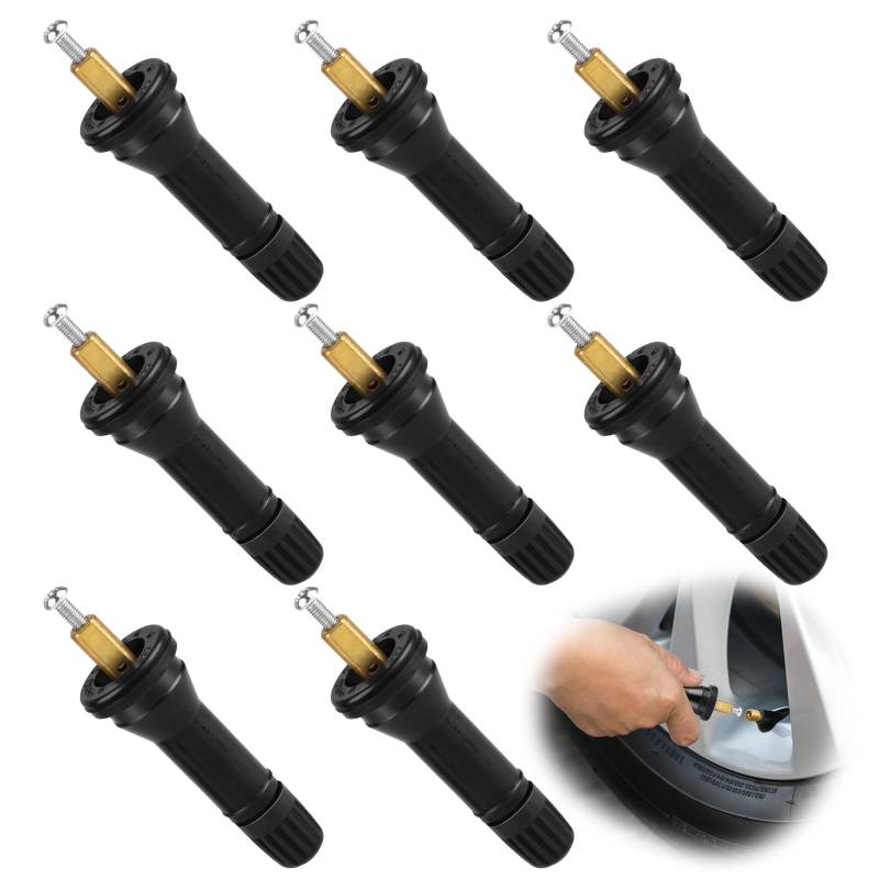 GHVACZS 8 Stück Ventil für Schrader Sensor, Reifendrucksensor Reifen Ventilstämme Reifendruckkontrollsystem, Gummiventil Ersatz Schrader, TPMS Sensor Ventilschaft Ventileinsätze für Auto von GHVACZS