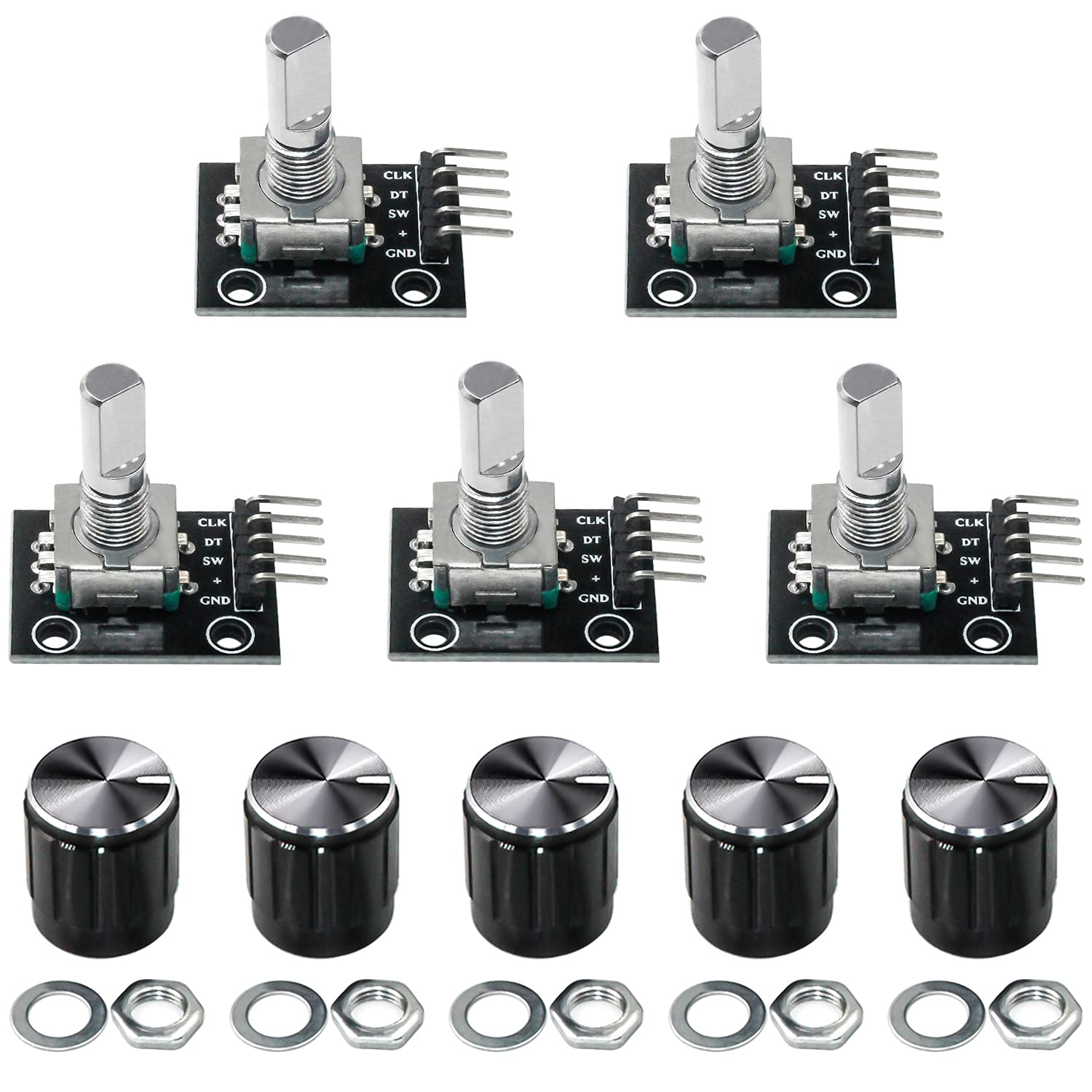 GIAK KY-040 Rotary Encoder Modul Drehgeber 5 Stück 360 Grad Drehgeber Drehwinkelgeber Mit Druckknopf Für Automobilelektronik Multimedia-Audio GIAK KY-040 Rotary Encoder Modul Drehgeber 5 Stück 360 Grad Drehgeber Drehwinkelgeber Mit Druckknopf Für Automobilelektronik Multimedia-Audio von GIAK
