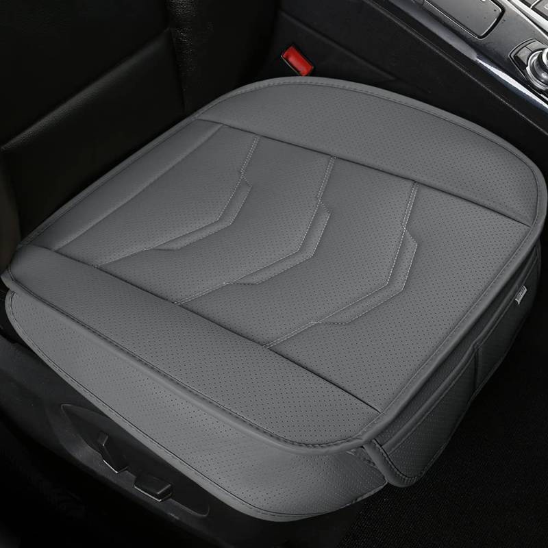 GIANT PANDA 2er-Pack Autositzbezüge für die Vordersitze, Polstermattenfüllung, atmungsaktive Bambuskohle, Sitzbezug aus PU-Leder für SUV, Autos, 54,5 x 53,2 cm (Grau, 2er-Pack, Universal) von GIANT PANDA