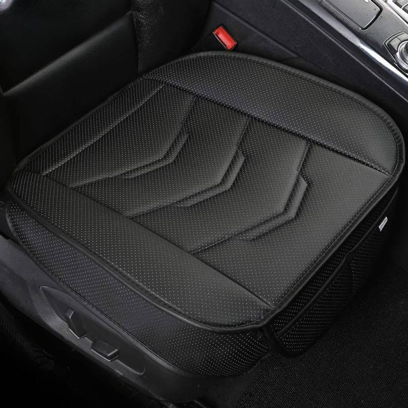GIANT PANDA 2er-Pack Autositzbezüge für die Vordersitze, Polstermattenfüllung, atmungsaktive Bambuskohle, Sitzbezug aus PU-Leder für SUV, Autos, 54,5 x 53,2 cm (Schwarz, 2er-Pack, Universal) von GIANT PANDA