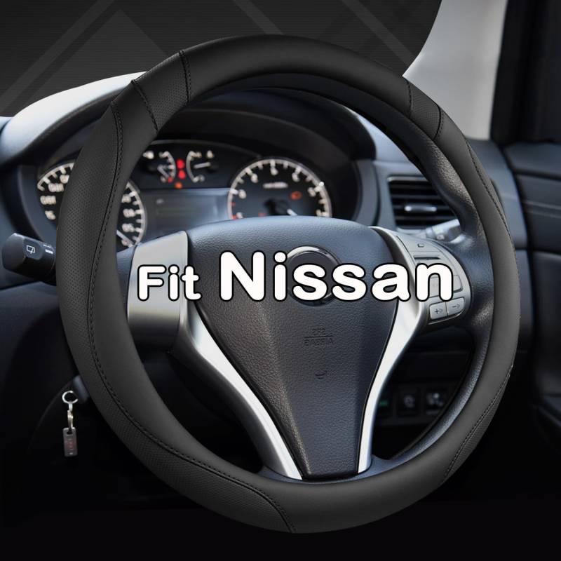 GIANT PANDA Leder Auto Lenkradbezug für Nissan (Schwarz-M) von GIANT PANDA