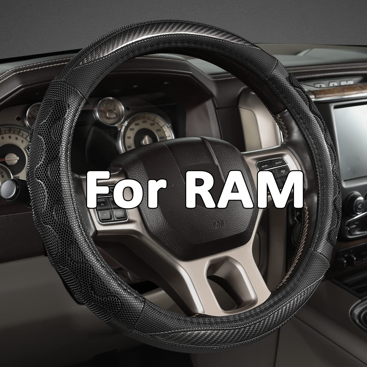 GIANT PANDA Lenkradbezug für Dodge Ram 1500 - Autolenkradbezug für Dodge Ram 2500 3500 - Grau von GIANT PANDA