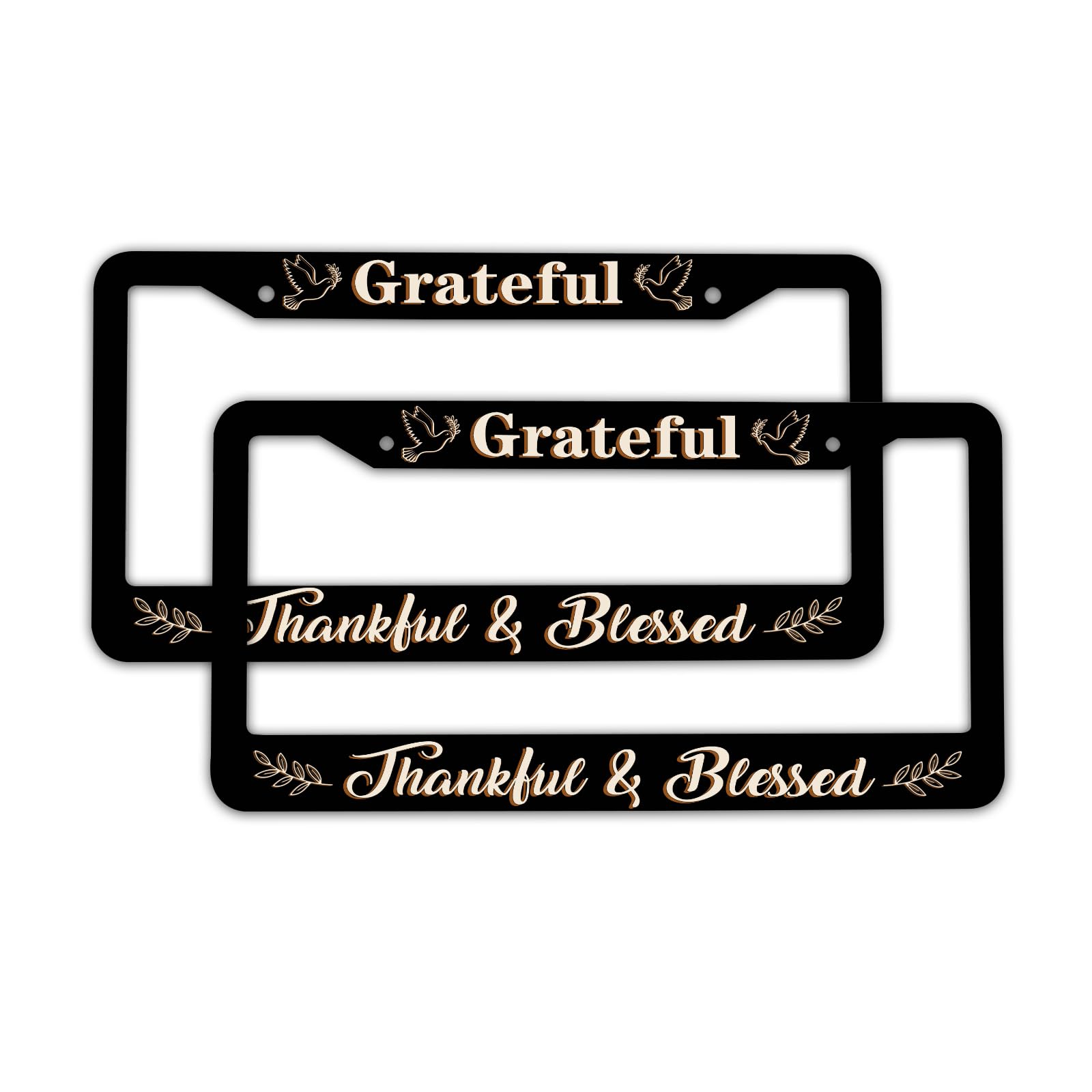 2 x Grateful Thankful Blessed Nummernschildrahmen – christliches Autozubehör für Nummernschild-Dekoration für vorne und hinten, 2 Löcher 2 x Grateful Thankful Blessed Nummernschildrahmen – christliches Autozubehör für Nummernschild-Dekoration für vorne und hinten, 2 Löcher von GIITSRIZ