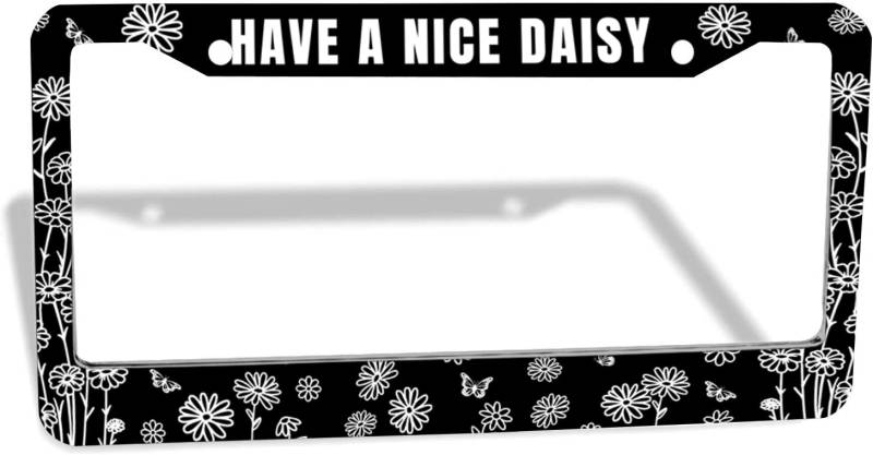 Gänseblümchen Kennzeichenrahmen Lustige Gänseblümchen Blume Kunst Auto Dekoration Floral Nummernschildhalter für vorne hinten Auto Tag Abdeckung 2 Löcher Schrauben von GIITSRIZ