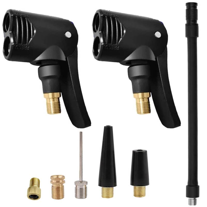 GIONAR 2 Stück Ventilstecker KFZ Luftpumpen Zubehör, Fahrradventil Adapter, 2-in-1Reifenfüllventil Anschluss mit Hebelstecker, Auto Ventilstecker für Fahrrad, Motorrad und LKW von GIONAR
