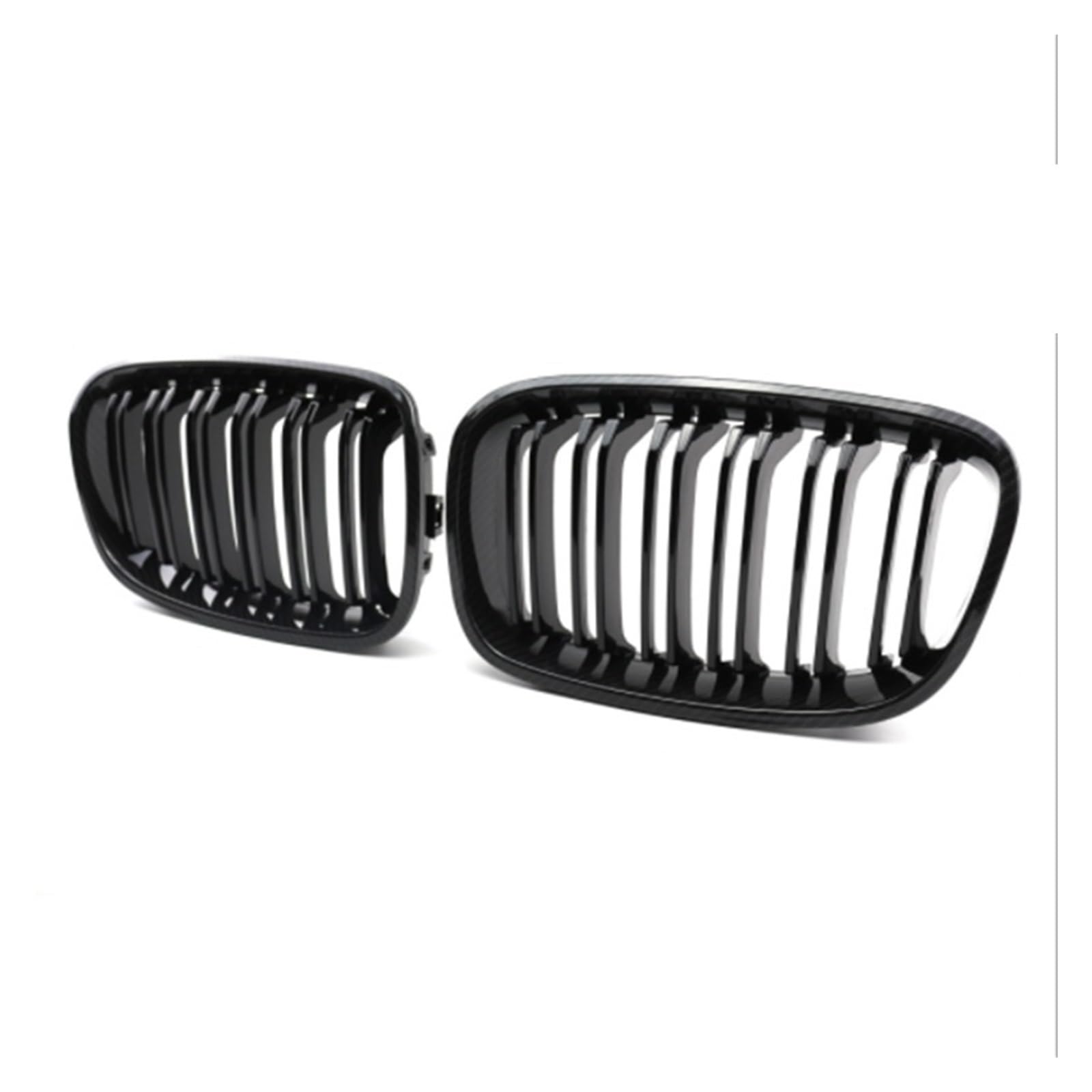 1 Paar Frontgrills, kompatibel mit BMW 1er F20 F21 2012–2018, glänzend schwarzer Nierengrill, Ersatz-Renngitter for die vordere Stoßstange(15-18 Carbon Fiber) von GKALSUEGE