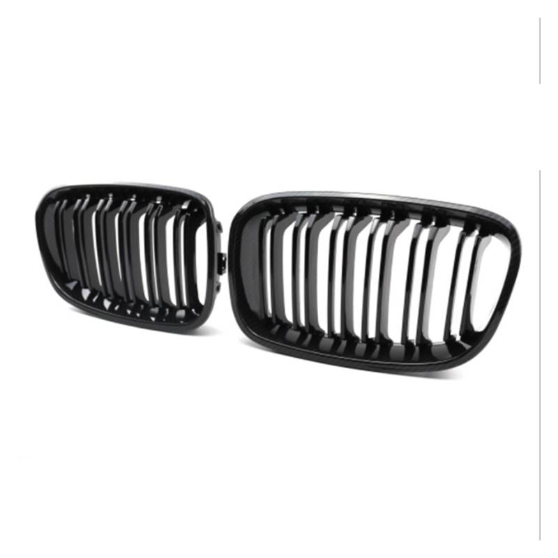 1 Paar Frontgrills, kompatibel mit BMW 1er F20 F21 2012–2018, glänzend schwarzer Nierengrill, Ersatz-Renngitter for die vordere Stoßstange(15-18 Carbon Fiber) von GKALSUEGE