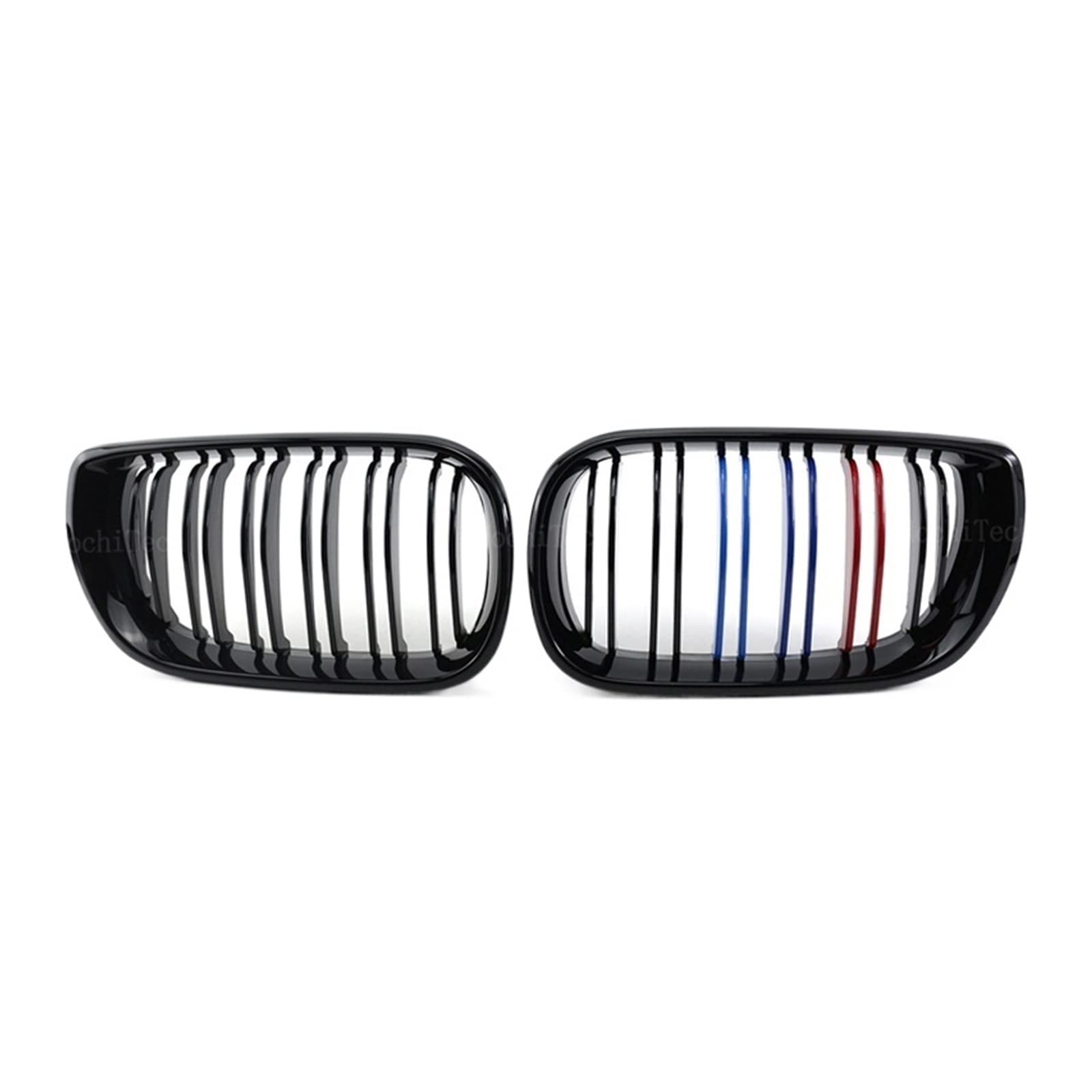 1 Paar Nierengrills for die Frontklappe, glänzend schwarz, Doppellamellen-Motorhaubengrill, kompatibel mit BMW 3er E46 2002–2005, Renngrill, Autoersatz(3 Colors) von GKALSUEGE