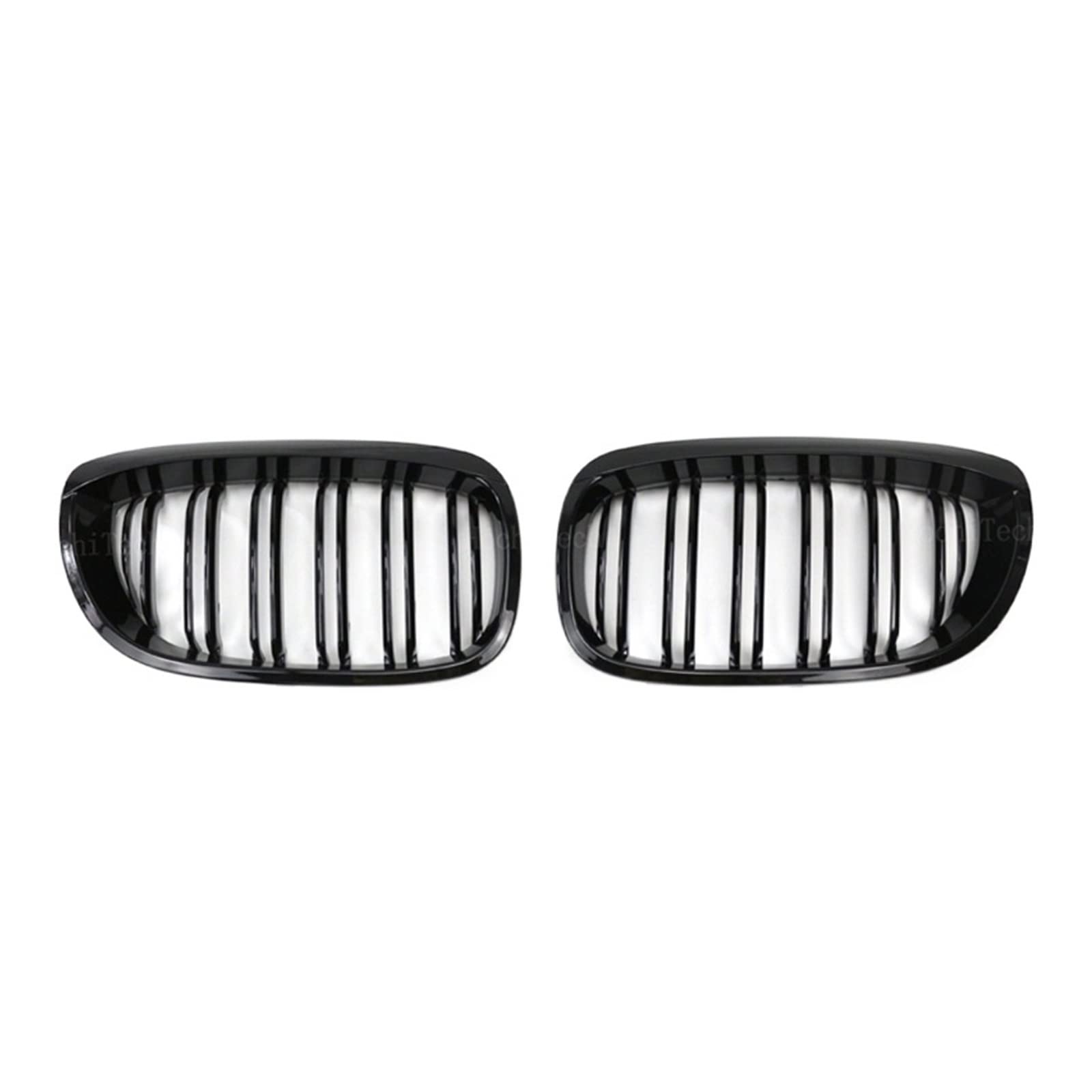 1 Paar Nierengrills for die Frontklappe, glänzend schwarz, Doppellamellen-Motorhaubengrill, kompatibel mit BMW 3er E46 2002–2005, Renngrill, Autoersatz(All Black) von GKALSUEGE