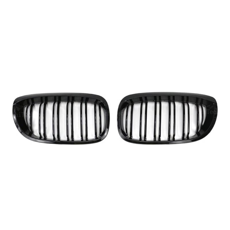 1 Paar Nierengrills for die Frontklappe, glänzend schwarz, Doppellamellen-Motorhaubengrill, kompatibel mit BMW 3er E46 2002–2005, Renngrill, Autoersatz(All Black) von GKALSUEGE