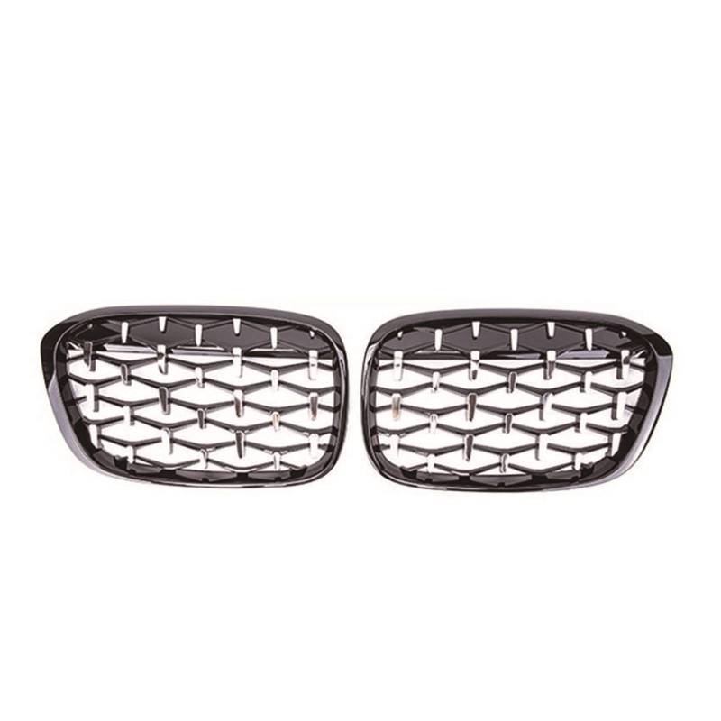 Auto-Frontstoßstangengrill Diamond Racing Grille Meteor Style Kompatibel mit BMW X1 F48 F49 2016 2017 2018 2019 Meteor Style Grills Car Styling(Black and Silver) von GKALSUEGE