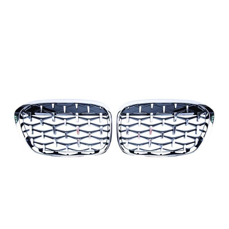 Auto-Frontstoßstangengrill Diamond Racing Grille Meteor Style Kompatibel mit BMW X1 F48 F49 2016 2017 2018 2019 Meteor Style Grills Car Styling(Full Silver) von GKALSUEGE