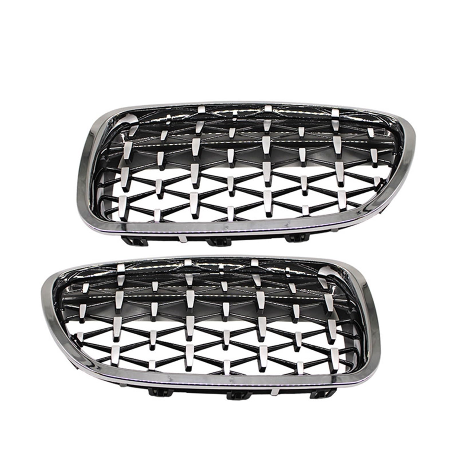 Auto-Nierengrill in Schwarz glänzend, Doppellamellen-Renngrill, kompatibel mit BMW 5er F10 F11 F18 520d 530d 540i 2010–2017, Ersatzteil(Diamond Sliver) von GKALSUEGE