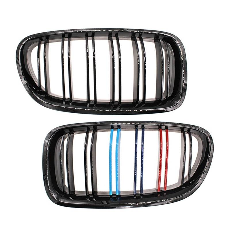 Auto-Nierengrill in Schwarz glänzend, Doppellamellen-Renngrill, kompatibel mit BMW 5er F10 F11 F18 520d 530d 540i 2010–2017, Ersatzteil(M Color) von GKALSUEGE