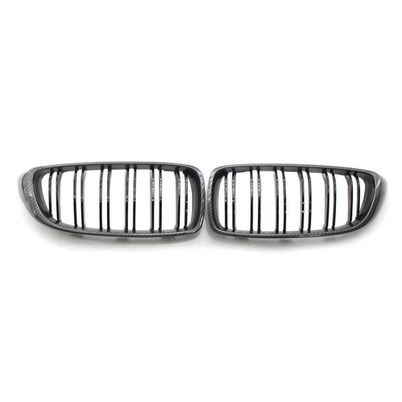 Frontgrill in Karbonfaserfarbe, Nierengrill-Ersatz, kompatibel mit BMW 4er F32 F33 F36 F80 F82, Doppellamelle, M4 Sport Style(Carbon Fiber) von GKALSUEGE