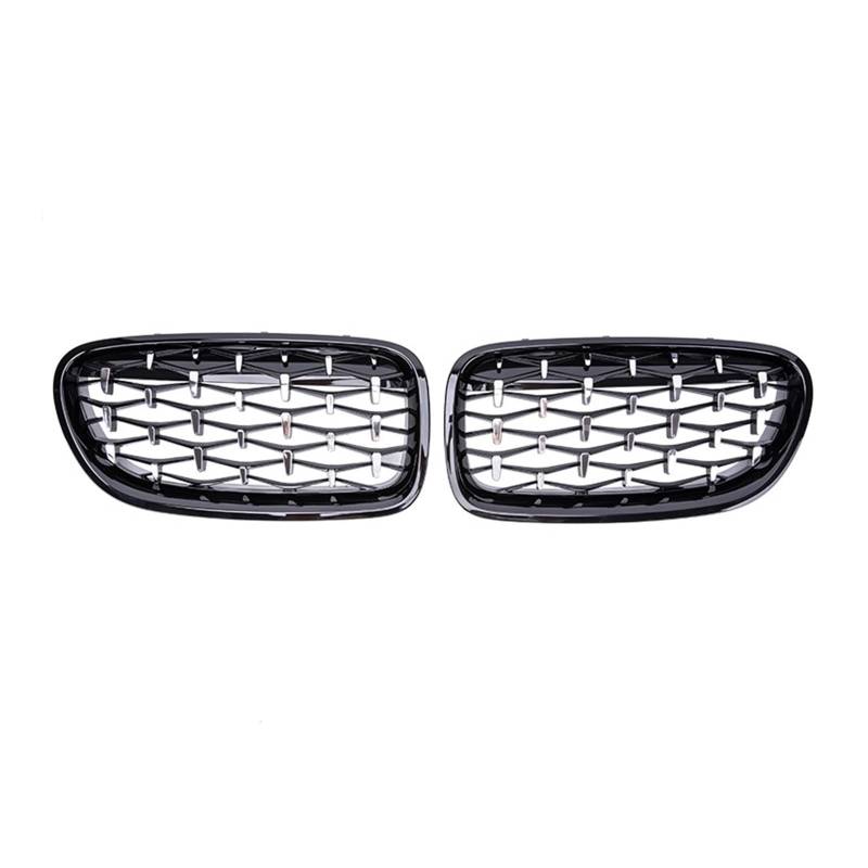 Pulleco Auto-Nierengrill for die vordere Stoßstange, Diamant-Renngrill, kompatibel mit BMW 5er-Reihe F10 F11 F18 520 523 525 530i M5 10-17(Black and Silver) von GKALSUEGE