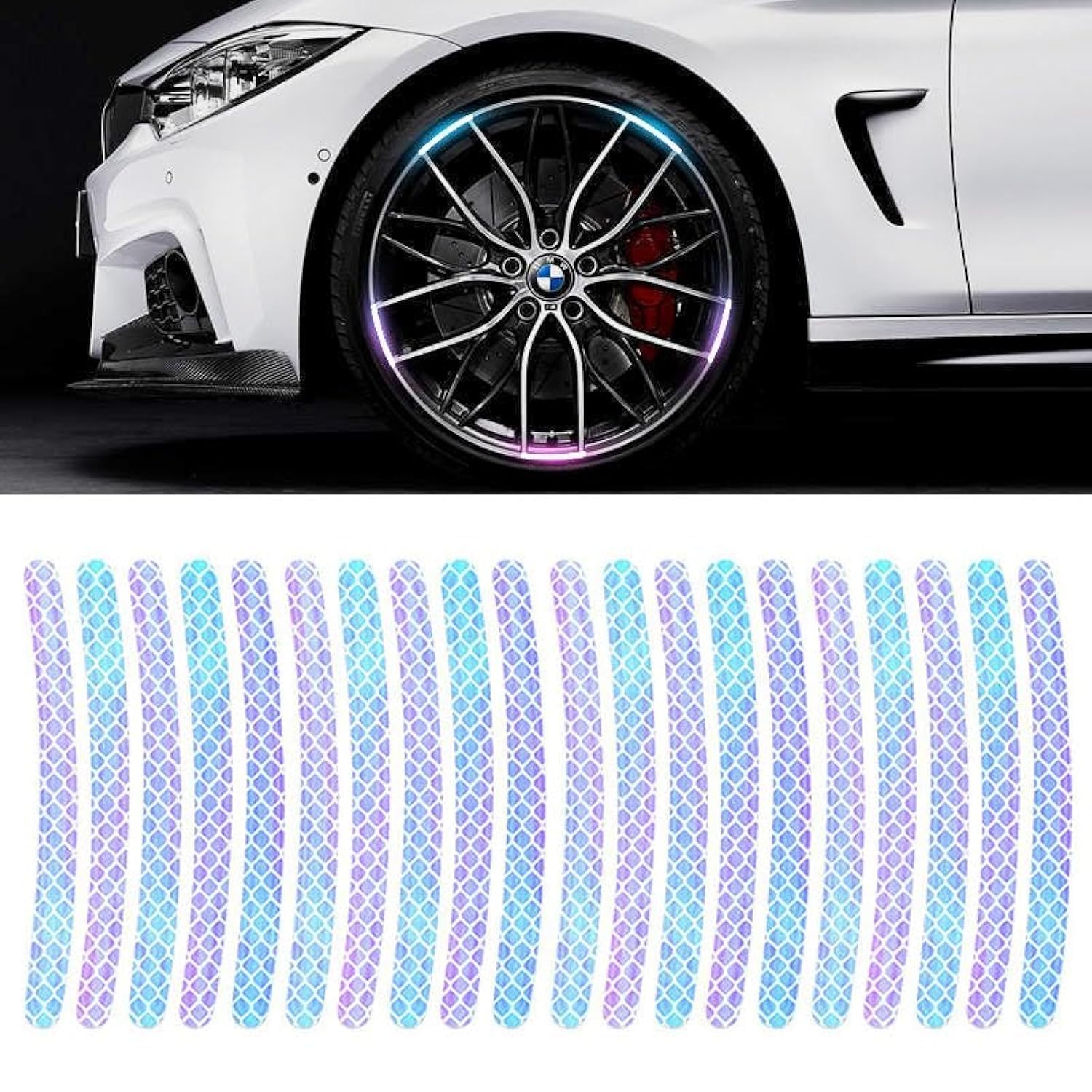 20 Stück Auto-Starke reflektierende Streifen-Aufkleber 7 Farben reflektierende Aufkleber Auto-Radnaben-reflektierende Aufkleber universell für Auto,LKW,Motorrad,Fahrrad (Diamantstreifen) von GKKBUFF