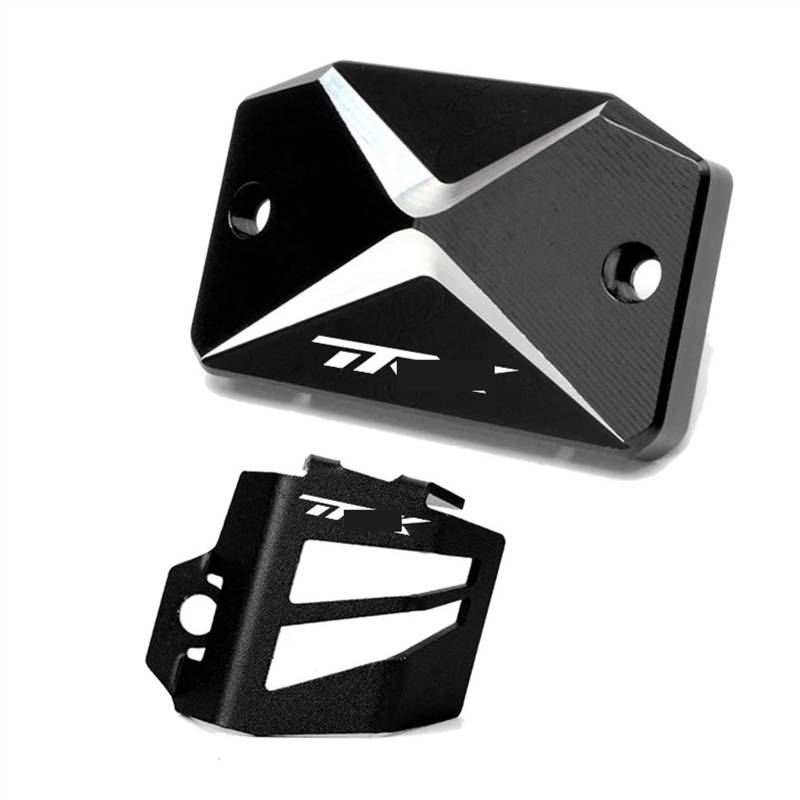 GKQRKVNM Kompatibel Mit Benelli Für TRK702 Für TRK702X 2022 2023 Motorrad-Vorderradbremsflüssigkeitsbehälter-Schutzabdeckung Tank-Ölbecherschutz(1Set-Black) von GKQRKVNM