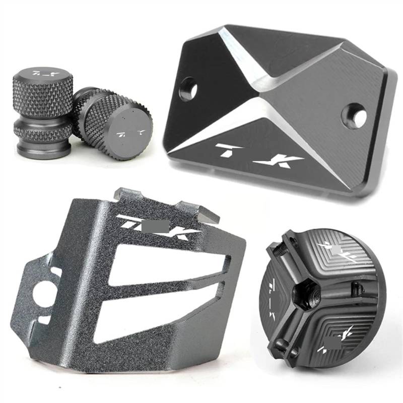 GKQRKVNM Kompatibel Mit Benelli Für TRK702X Für TRK702 2022 2023 Motorrad-Vorderradbremsflüssigkeitsbehälter-Schutzfolie Öleinfülldeckel Reifenventil(Grey) von GKQRKVNM
