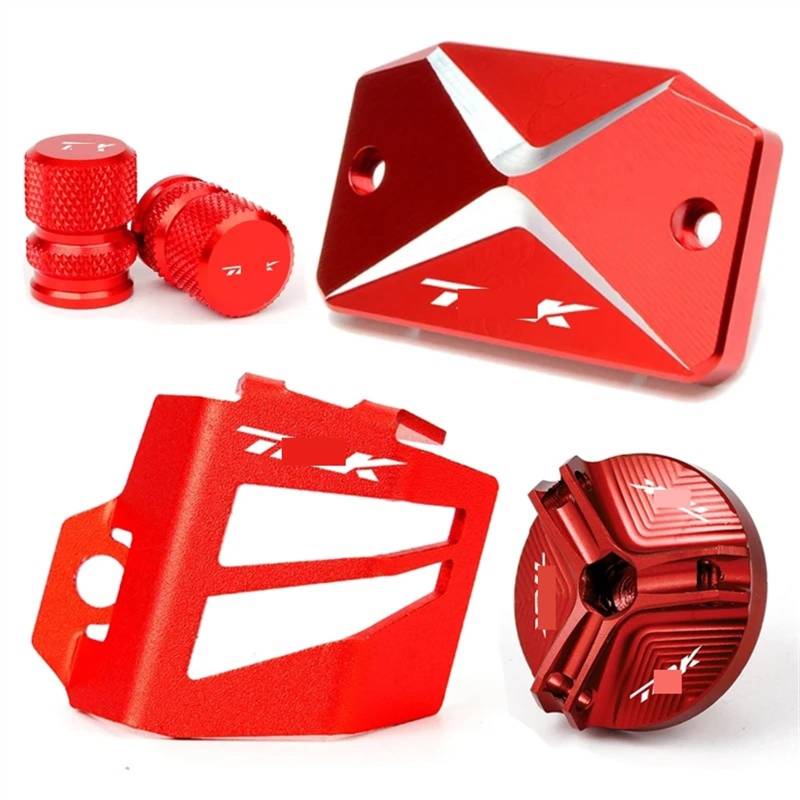 GKQRKVNM Kompatibel Mit Benelli Für TRK702X Für TRK702 2022 2023 Motorrad-Vorderradbremsflüssigkeitsbehälter-Schutzfolie Öleinfülldeckel Reifenventil(Red) von GKQRKVNM