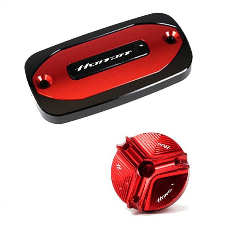 GKQRKVNM Kompatibel Mit CB750 Für Hornet 2022 2023 Motorradzubehör Vordere Bremsflüssigkeitsbehälterdeckel Motoröl-Einfülldeckel(A Set-Red) von GKQRKVNM