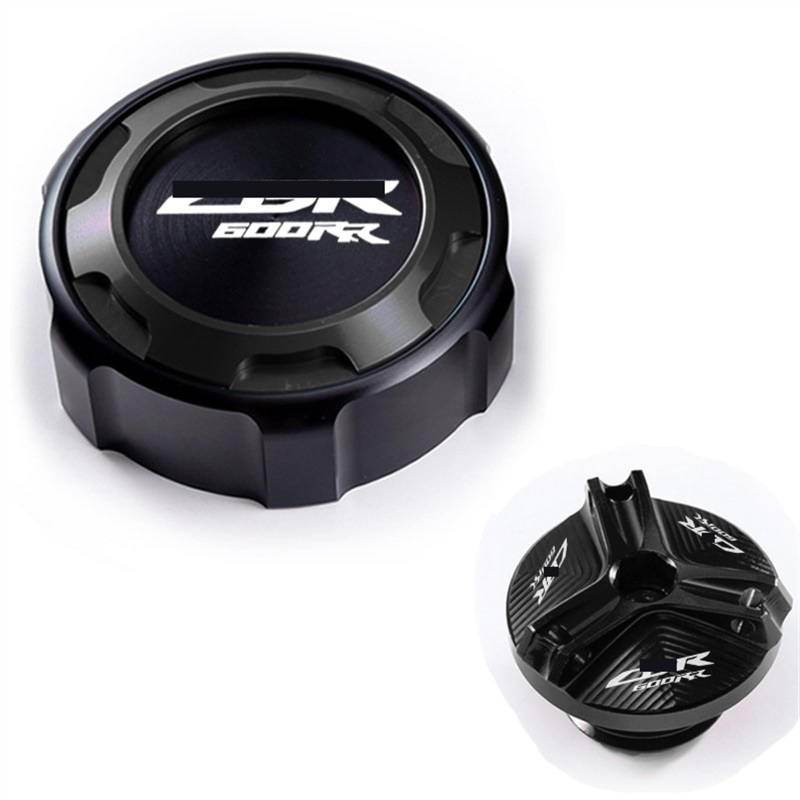 GKQRKVNM Kompatibel Mit CBR600RR 2007–2014 2015 2016 2017 2018 2019 2020 2021 2022. Motorrad-Bremsflüssigkeitstankdeckel Vorn, Motoröl-Einfüllanschluss, Zubehör(A Set Black) von GKQRKVNM