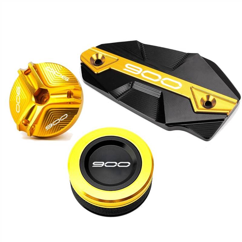 GKQRKVNM Kompatibel Mit Kawasaki Für Z900 2017 2018 2019 2020 2021 2022 2023 2024 Motorrad Hinten Vorne Bremsflüssigkeitsbehälterdeckel Öleinfülldeckel Steckerabdeckung(3PCS-Gold) von GKQRKVNM