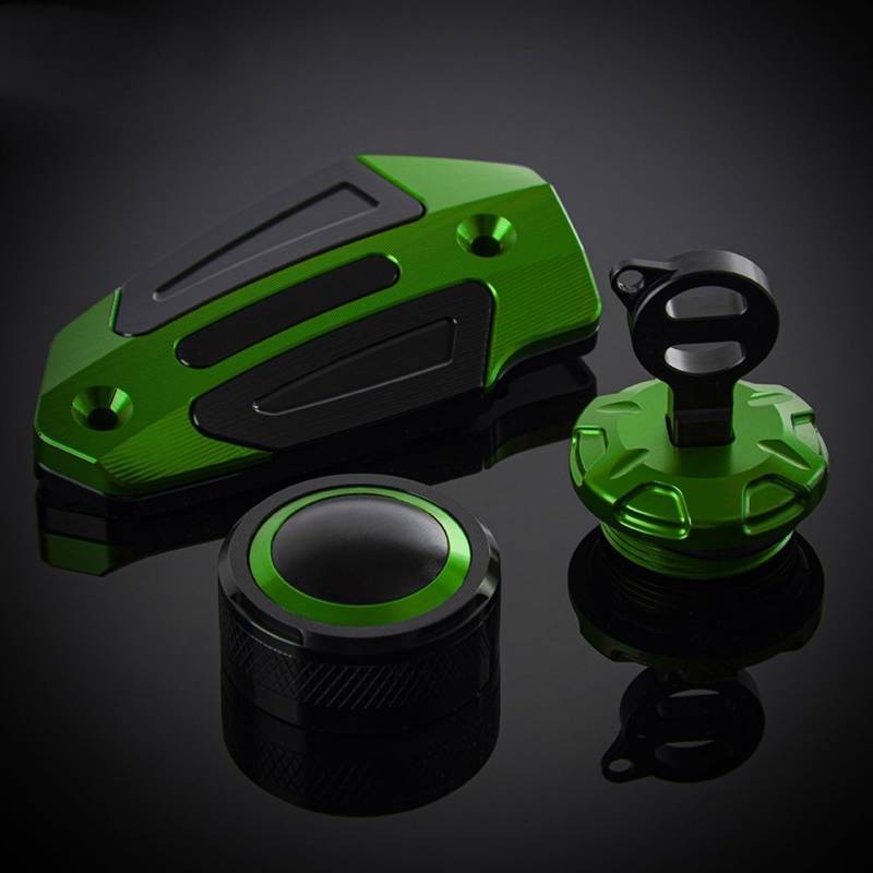 GKQRKVNM Kompatibel Mit Kawasaki Für ZX25R Für ZX25RR 2020 2021 2022 2023 2024 Motorrad Vorne Hinten Kupplung Bremsflüssigkeitsbehälterdeckel Öleinfülldeckel(Green) von GKQRKVNM