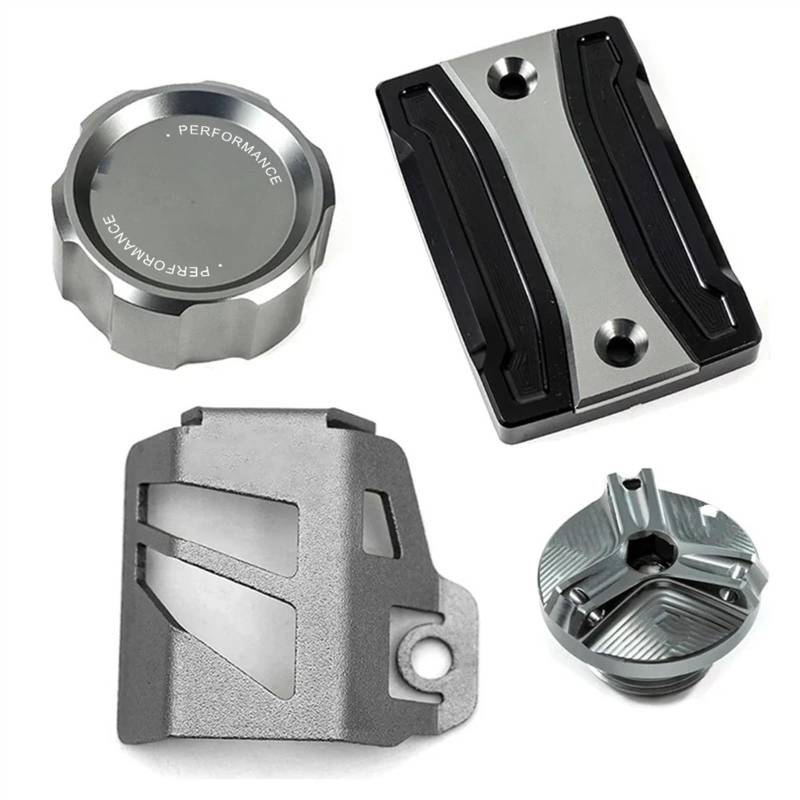 GKQRKVNM Kompatibel Mit MT-07 Für FZ-07 2014 2015 2016 2017 2018 2019 2020 2021 2022 2023 2024 Motorrad Vorne Hinten Bremsflüssigkeitsbehälterdeckel Motoröldeckel(4-Grey) von GKQRKVNM