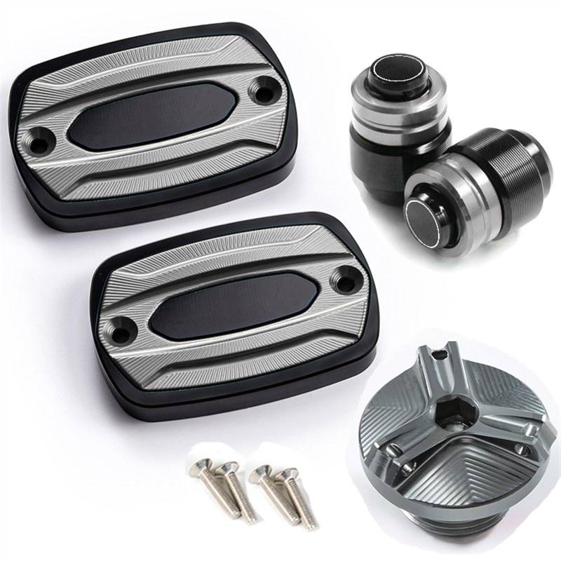 GKQRKVNM Kompatibel Mit TMAX 530 SX Für TMAX 530 DX 2012–2016 2017 2018 2019. Motorrad-Abdeckung Für Bremsflüssigkeitsbehälter Vorn Hinten, Öleinfülldeckel(A Set Titanium) von GKQRKVNM