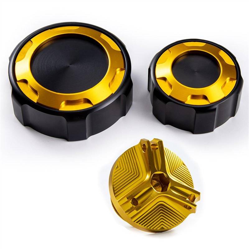 GKQRKVNM Kompatibel Mit YZFR6 Für YZF-R6 2010–2018 2019 2020 2021 2022 2023 2024 Motorrad Vorne Hinten Bremsflüssigkeitstankdeckel Reservoirdeckel Schutz Einfülldeckel(Three Gold) von GKQRKVNM