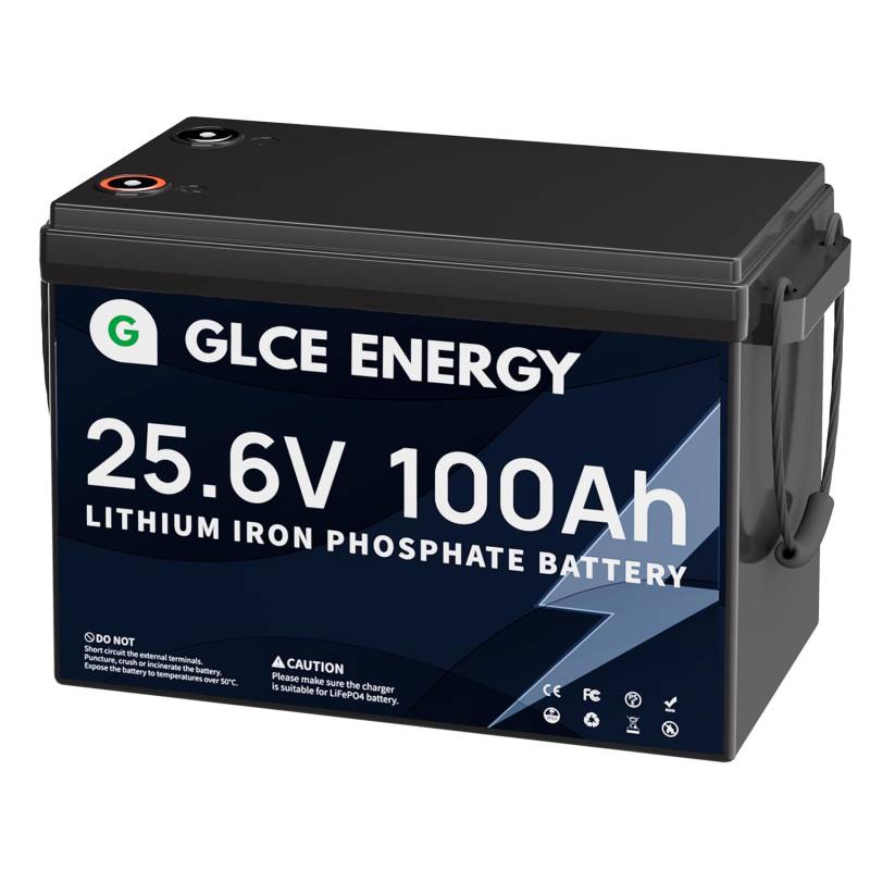 GLCE ENERGY LiFePO4-Batterie 12V 200Ah Mini, 4000–15000+ Deep-Cycle-Batterie mit integriertem 100A BMS für Wohnmobile, Boote, Solarenergiespeicher, Notstrom, Camping und mehr von GLCE ENERGY