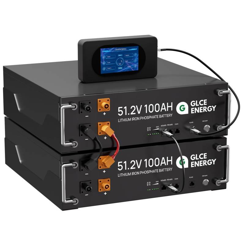GLCE Energy 51.2V 200Ah LiFePO4 Lithium Batterie, Großer LCD-Bildschirm, Eingebautes 100A Smart BMS, 10.24KWh Akku for RV, Solar, Energiespeicher für Zuhause von GLCE ENERGY