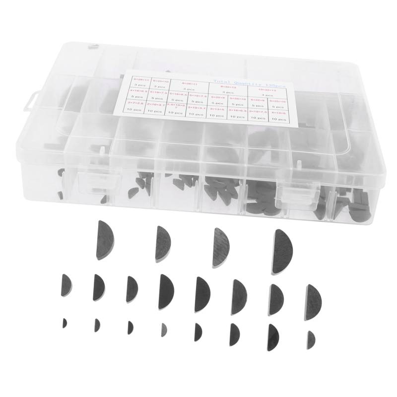 GLEAVI 1 Box Woodruff Key Halbmond Keyway Sortiment Kohlenstoffstahl Halbkreis Woodruff Key Silber Halbkreis Bond Key Hardware von GLEAVI