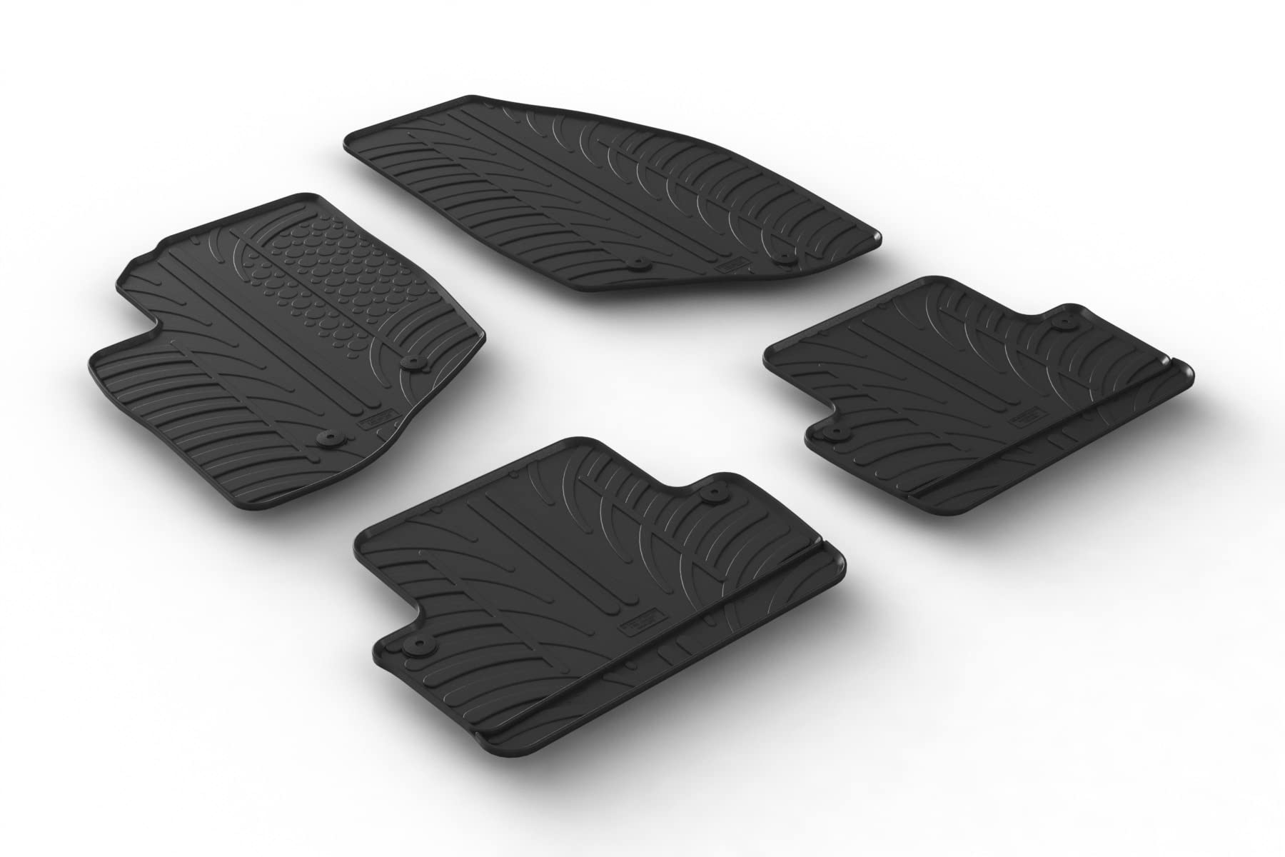 Satz Gummimatten kompatibel mit Volvo V70/XC70 2000-2007 & S60 2000-2009 (T Profil 4-teilig + Montage-clips) von GLEDRING