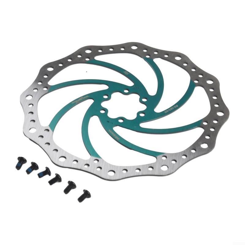 GLFLOW 160 Scheibenbremse für Rotor, innovatives Hohlkanten-Design, schwimmende Bremsen für Rotorräder, passend für Standardgröße von 203 mm, 6-Bolzen Wärmeableitung, Edelstahl für lange Distanz (grün von GLFLOW