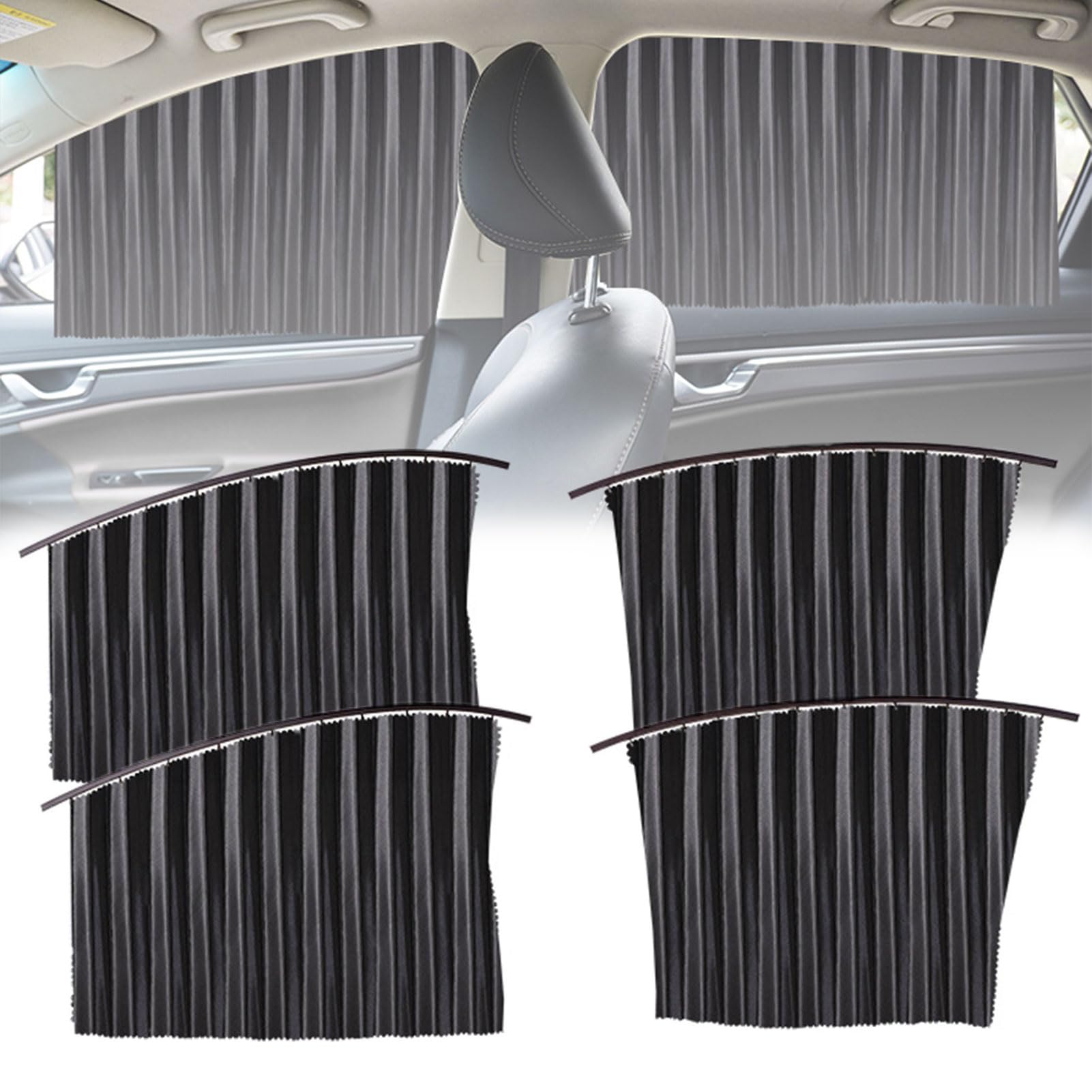 Universal-Passform, magnetischer Sonnenschutz für Auto-Seitenfenster, 4 Stück, Sonnenschutz für Auto-Seitenfenster, UV-Schutz, Abnehmbarer magnetischer Auto-Fenster-Sonnenschutz (Black) von GLIART