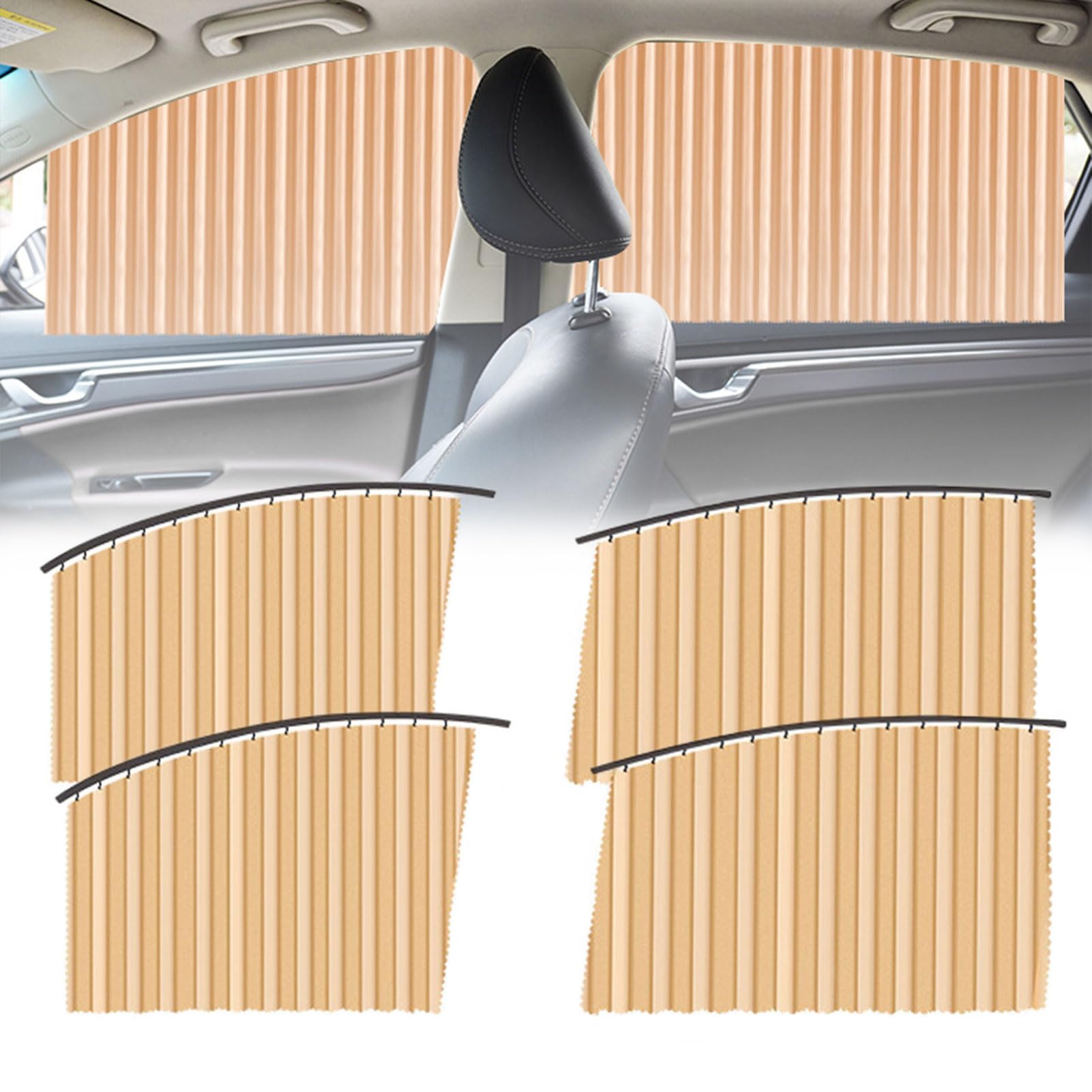 Universal-Passform, magnetischer Sonnenschutz für Auto-Seitenfenster, 4 Stück, Sonnenschutz für Auto-Seitenfenster, UV-Schutz, Abnehmbarer magnetischer Auto-Fenster-Sonnenschutz (Gold) von GLIART