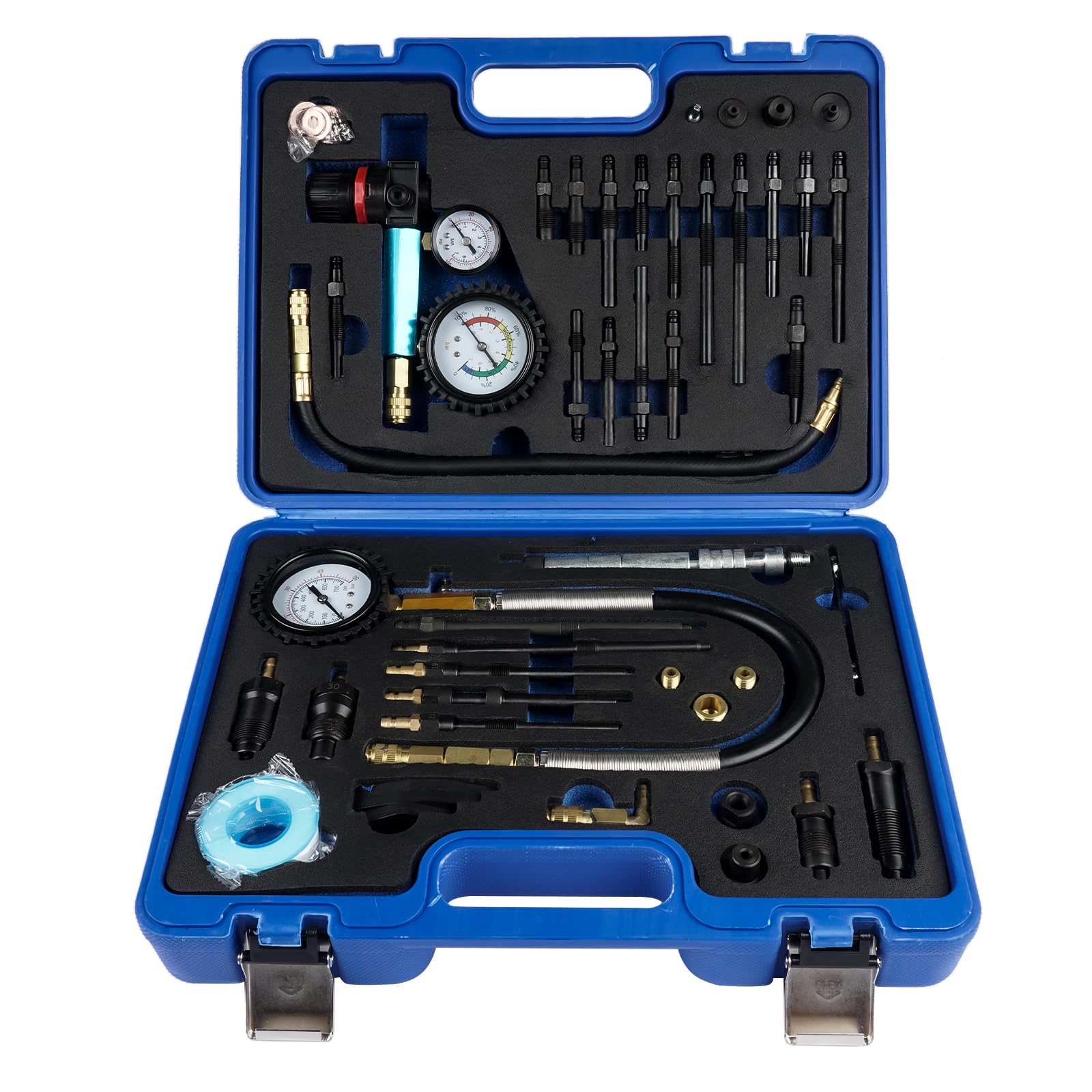 GLOSSY AUTO PARTS Kompressionsprüfgerät Druckverlusttester für Benzin- und Dieselmotoren Pkw- und LKW-Motoren, mit 34 verschiedenen Adaptern, 725 PSI - Blaues Außengehäuse GLOSSY AUTO PARTS Kompressionsprüfgerät Druckverlusttester für Benzin- und Dieselmotoren Pkw- und LKW-Motoren, mit 34 verschiedenen Adaptern, 725 PSI - Blaues Außengehäuse von GLOSSY AUTO PARTS