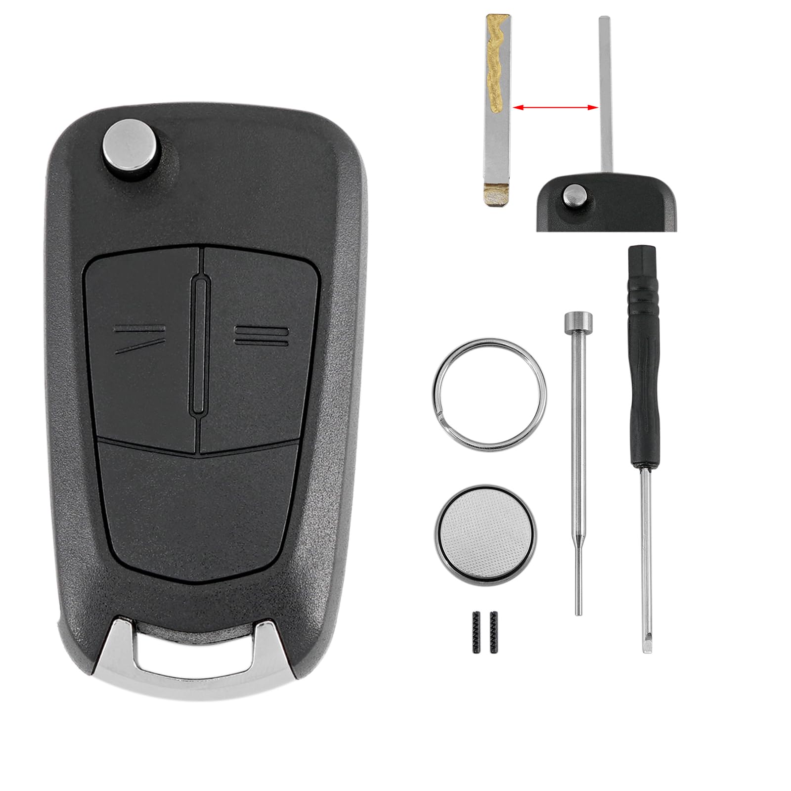 2 Tasten Autoschlüssel Gehäuse für Vauxhall OPEL Astra H Zafira B Corsa D Meriva B Vectra C SIGNUM mit Batterie CR2032 und Pin-Entfernungswerkzeug Schraubendreher Schlüsselring 2 Tasten Autoschlüssel Gehäuse für Vauxhall OPEL Astra H Zafira B Corsa D Meriva B Vectra C SIGNUM mit Batterie CR2032 und Pin-Entfernungswerkzeug Schraubendreher Schlüsselring von GLOUVDEYZ