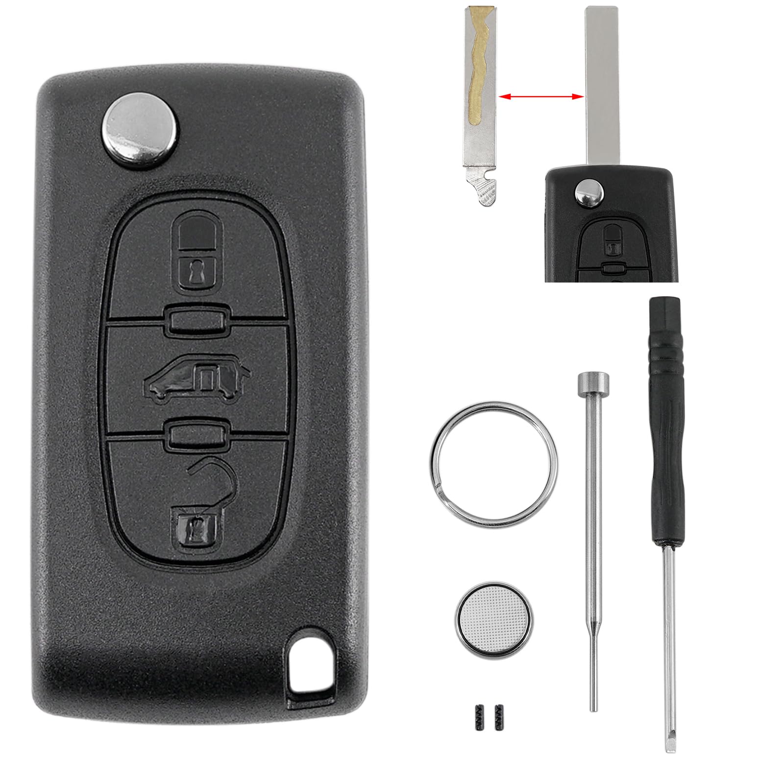 3 Tasten Auto Schlüssel Gehäuse für Citroen Berlingo Van Dispatch Van Peugeot Expert Van Partner Van FIAT Scudo Toyota ProAce Batterie CR1620 Pin-Entfernungswerkzeug 3 Tasten Auto Schlüssel Gehäuse für Citroen Berlingo Van Dispatch Van Peugeot Expert Van Partner Van FIAT Scudo Toyota ProAce Batterie CR1620 Pin-Entfernungswerkzeug von GLOUVDEYZ