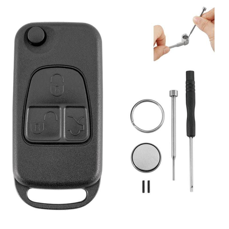 3 Tasten Fernbedienungs Schlüsselgehäuse Für Mercedes Benz W168 W202 W203 W208 W210 W211 A208 C140 C208 G460 R129 Batterie CR2032 Pin-Entfernungswerkzeug von GLOUVDEYZ