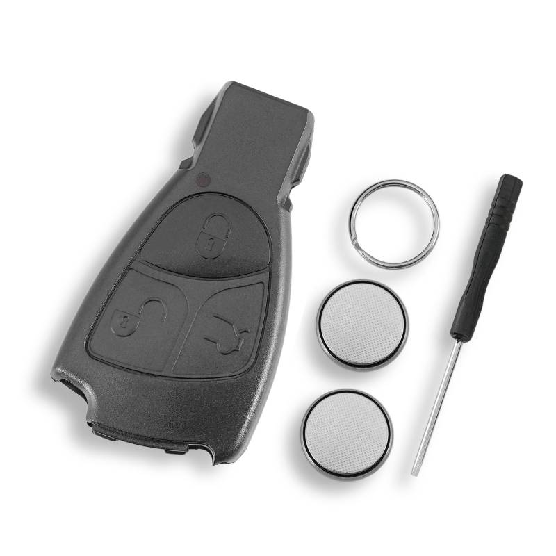 3 Tasten Autoschlüssel Gehäuse für Mercedes Benz C-Kl E-Kl C LS LK ML B L SLK S-Kl mit 2 x CR2025 Batterie von GLOUVDEYZ