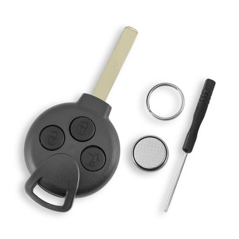 3 Tasten Auto Schlüsselgehäuse Für Mercedes Benz Smarter Fortwo 451 2007-2013 mit Schraubendreher und Schlüsselring Batterie CR2016 von GLOUVDEYZ
