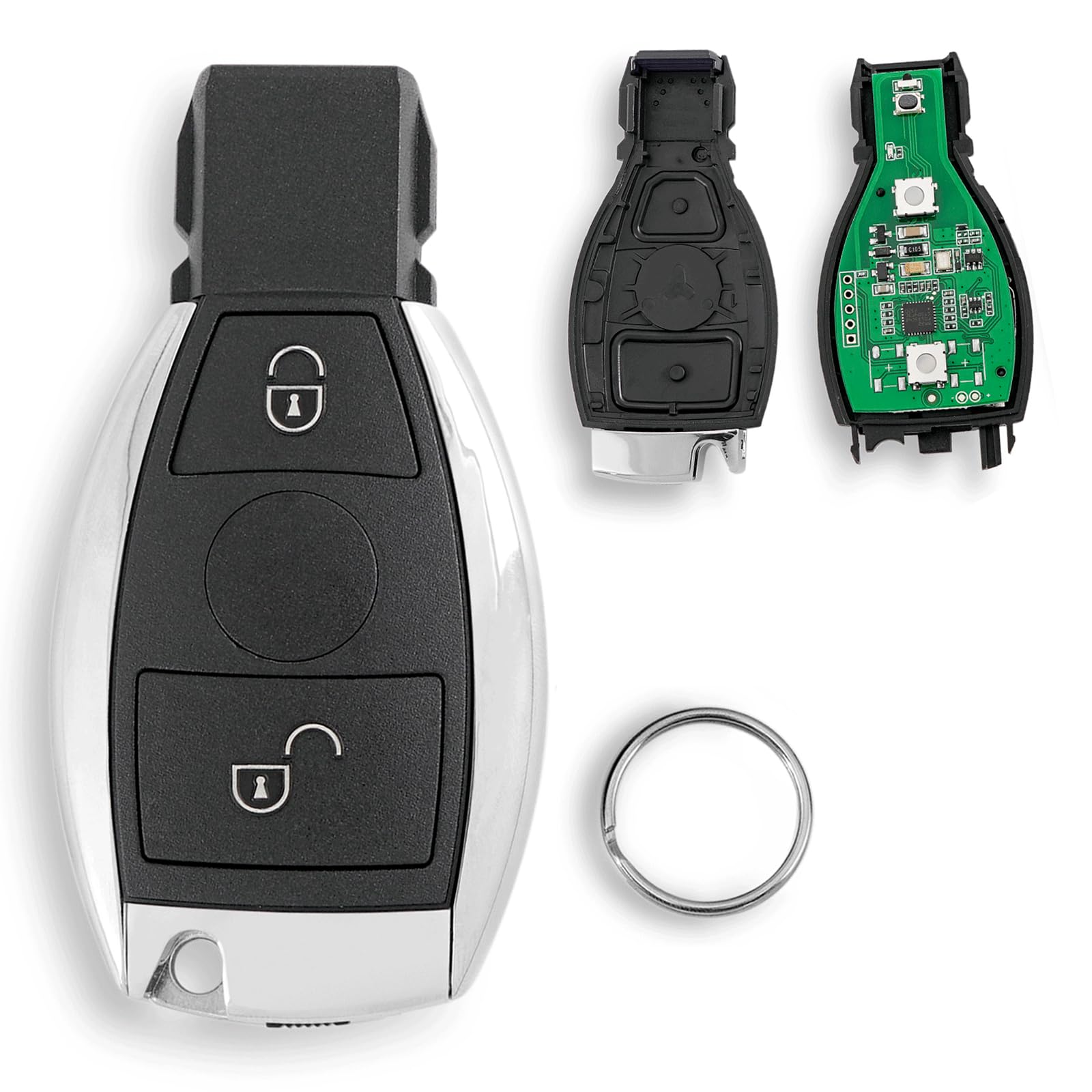 433MHZ 2 Tasten Fernbedienungs Schlüssel für Mercedes-Benz A B C E G M R S CLK SLK clases para Sprinter para Viano para Vito mit Schlüsselring 433MHZ 2 Tasten Fernbedienungs Schlüssel für Mercedes-Benz A B C E G M R S CLK SLK clases para Sprinter para Viano para Vito mit Schlüsselring von GLOUVDEYZ