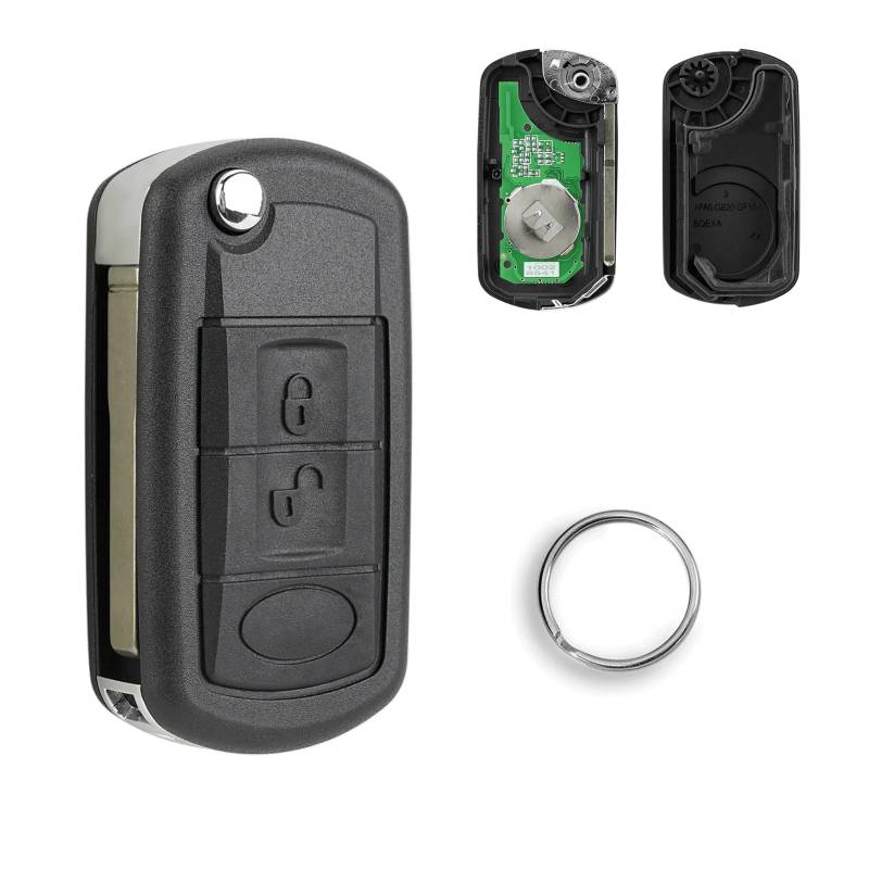 433MHZ 3 Tasten Autoschlüssel Fernbedienungs mit PCF7941 Chip für Land Rover Discovery 3 Range Rover Sport mit Schlüsselring von GLOUVDEYZ